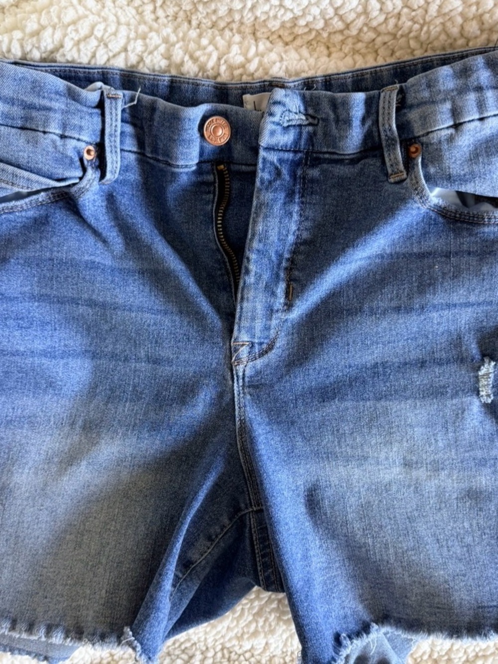 Nicole Miller High Waist Denim Shorts in Blue